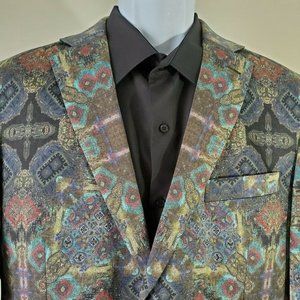 Tallia Orange Mens (42R) Blue Abstract Blazer